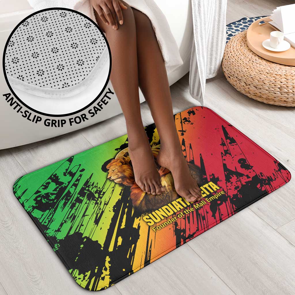 Sundiata Keita Bathroom Set with Regal Portrait, Lion of Mali Title and Bold Tribal Brushstroke Pattern - African Pride