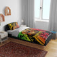 Sundiata Keita Bedding Set with Regal Portrait, Lion of Mali Title and Bold Tribal Brushstroke Pattern - African Pride