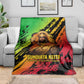 Sundiata Keita Blanket with Regal Portrait, Lion of Mali Title and Bold Tribal Brushstroke Pattern - African Pride