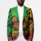 Sundiata Keita Blazer with Regal Portrait, Lion of Mali Title and Bold Tribal Brushstroke Pattern - African Pride