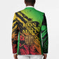 Sundiata Keita Blazer with Regal Portrait, Lion of Mali Title and Bold Tribal Brushstroke Pattern - African Pride