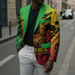 Sundiata Keita Blazer with Regal Portrait, Lion of Mali Title and Bold Tribal Brushstroke Pattern - African Pride