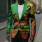 Sundiata Keita Blazer with Regal Portrait, Lion of Mali Title and Bold Tribal Brushstroke Pattern - African Pride