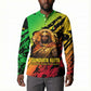 Sundiata Keita Button Sweatshirt with Regal Portrait, Lion of Mali Title and Bold Tribal Brushstroke Pattern