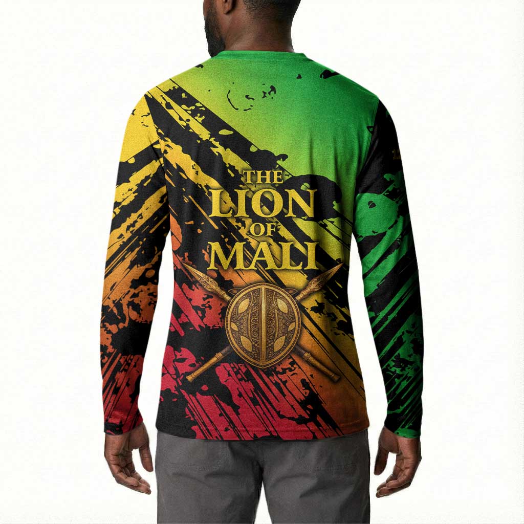 Sundiata Keita Button Sweatshirt with Regal Portrait, Lion of Mali Title and Bold Tribal Brushstroke Pattern