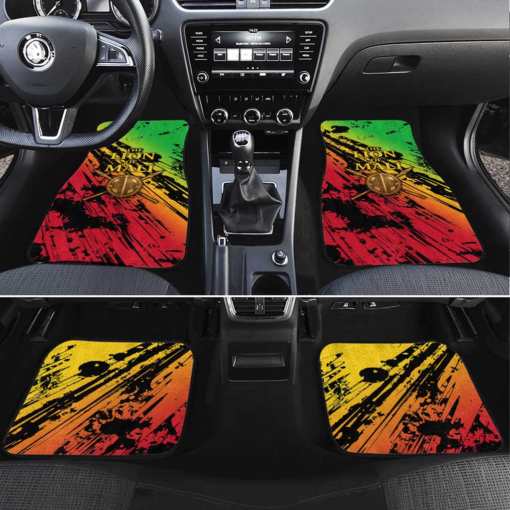 Sundiata Keita Car Mats with Regal Portrait, Lion of Mali Title and Bold Tribal Brushstroke Pattern - African Pride