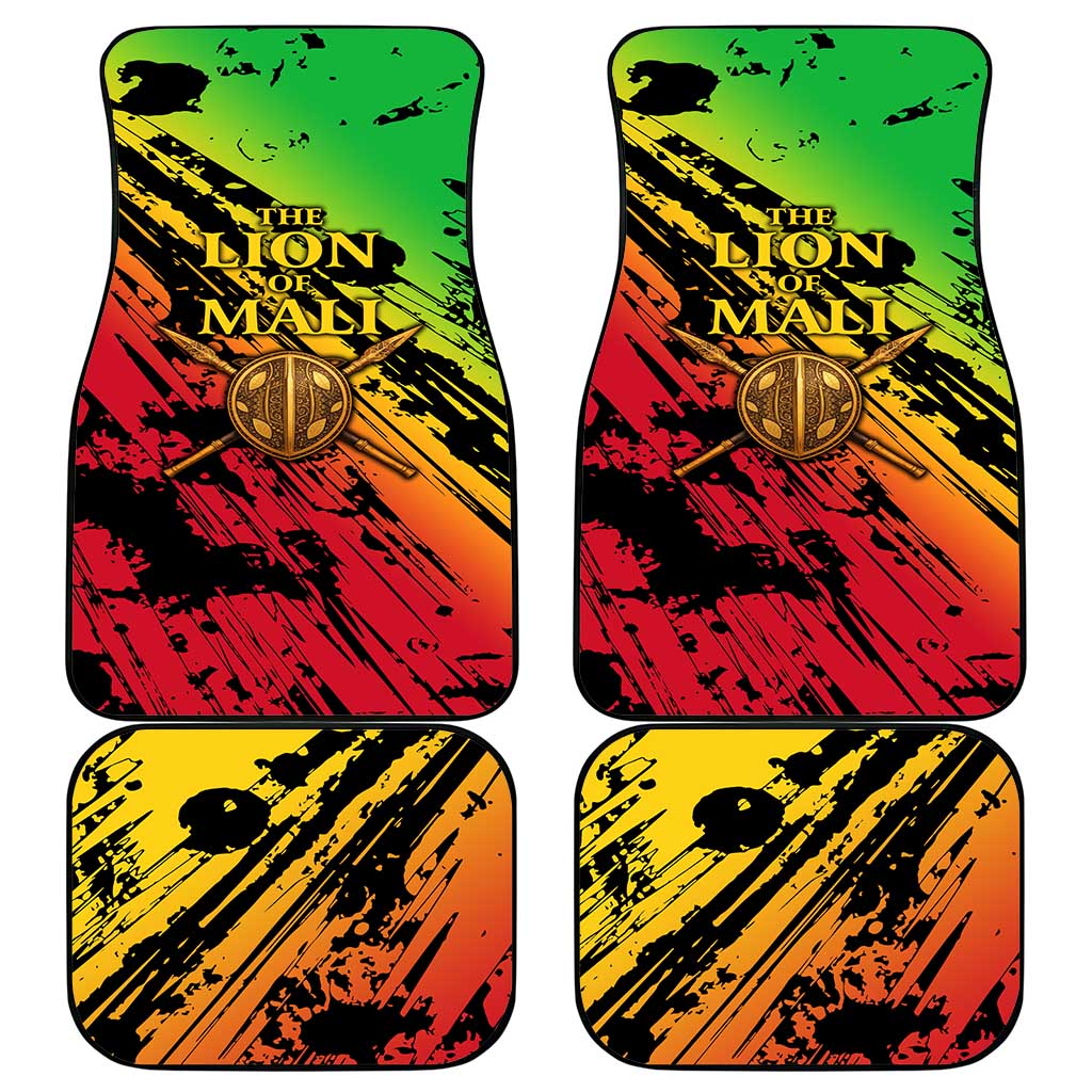 Sundiata Keita Car Mats with Regal Portrait, Lion of Mali Title and Bold Tribal Brushstroke Pattern - African Pride