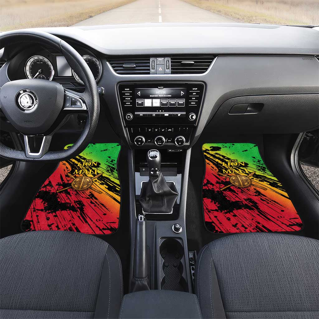 Sundiata Keita Car Mats with Regal Portrait, Lion of Mali Title and Bold Tribal Brushstroke Pattern - African Pride