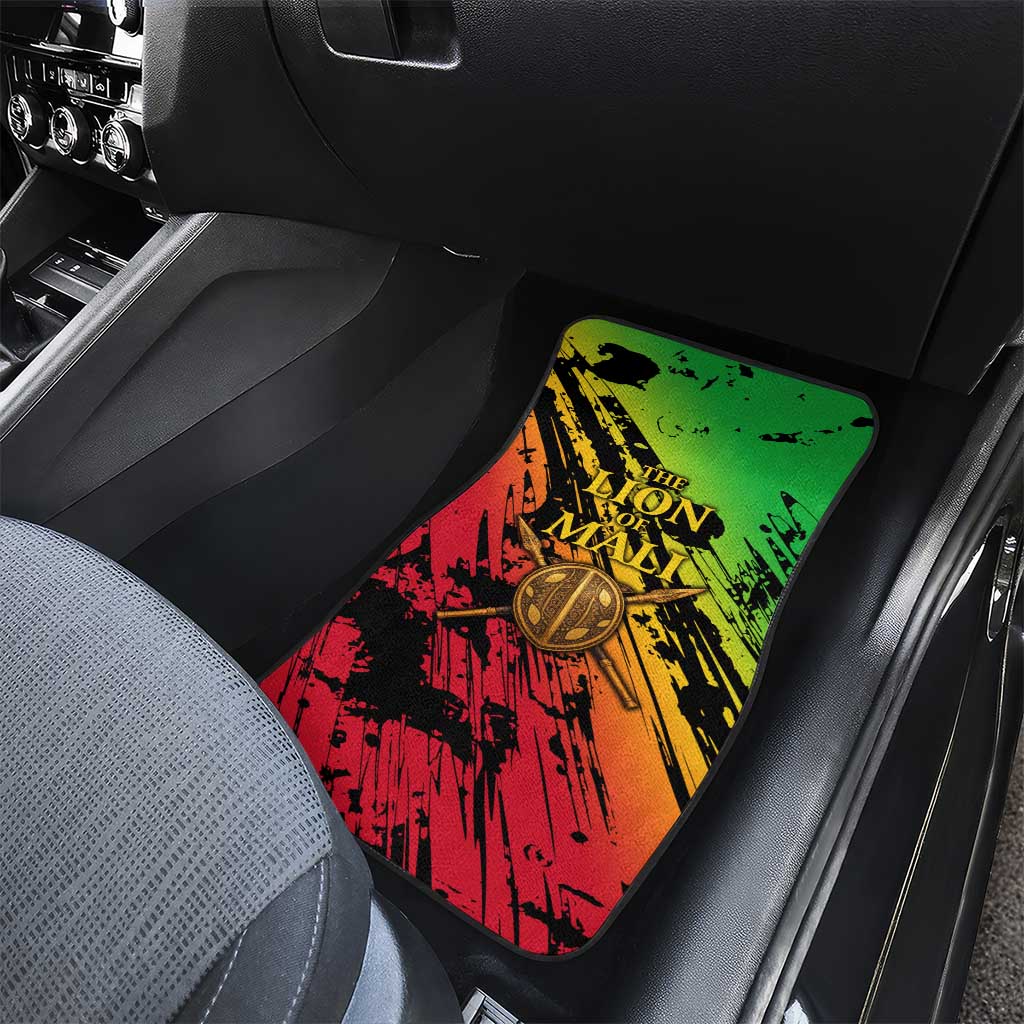 Sundiata Keita Car Mats with Regal Portrait, Lion of Mali Title and Bold Tribal Brushstroke Pattern - African Pride