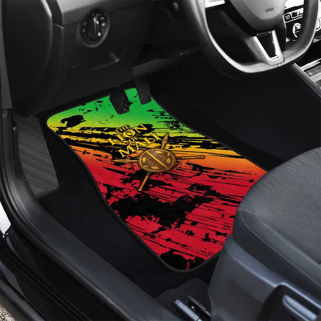 Sundiata Keita Car Mats with Regal Portrait, Lion of Mali Title and Bold Tribal Brushstroke Pattern - African Pride