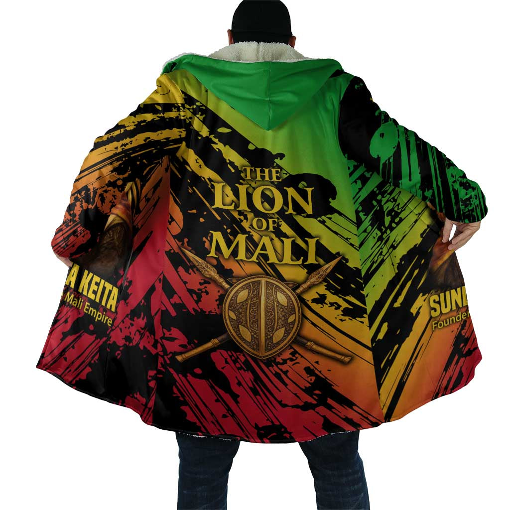 Sundiata Keita Cloak with Regal Portrait, Lion of Mali Title and Bold Tribal Brushstroke Pattern - African Pride