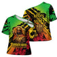 Sundiata Keita Cross Shoulder Shirt with Regal Portrait, Lion of Mali Title and Bold Tribal Brushstroke Pattern - African Pride