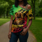 Sundiata Keita Cross Shoulder Shirt with Regal Portrait, Lion of Mali Title and Bold Tribal Brushstroke Pattern - African Pride