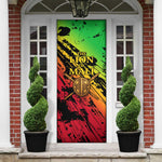 Sundiata Keita Door Cover with Regal Portrait, Lion of Mali Title and Bold Tribal Brushstroke Pattern - African Pride