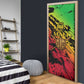 Sundiata Keita Door Cover with Regal Portrait, Lion of Mali Title and Bold Tribal Brushstroke Pattern - African Pride