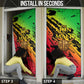 Sundiata Keita Door Cover with Regal Portrait, Lion of Mali Title and Bold Tribal Brushstroke Pattern - African Pride