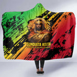 Sundiata Keita Hooded Blanket with Regal Portrait, Lion of Mali Title and Bold Tribal Brushstroke Pattern - African Pride
