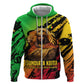 Sundiata Keita Hoodie with Regal Portrait, Lion of Mali Title and Bold Tribal Brushstroke Pattern - African Pride