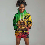 Sundiata Keita Hoodie Dress with Regal Portrait, Lion of Mali Title and Bold Tribal Brushstroke Pattern - African Pride