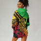 Sundiata Keita Hoodie Dress with Regal Portrait, Lion of Mali Title and Bold Tribal Brushstroke Pattern - African Pride