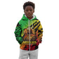Sundiata Keita Kid Hoodie with Regal Portrait, Lion of Mali Title and Bold Tribal Brushstroke Pattern - African Pride