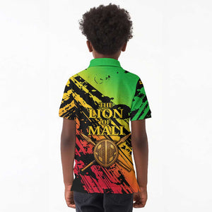 Sundiata Keita Kid Polo Shirt with Regal Portrait, Lion of Mali Title and Bold Tribal Brushstroke Pattern - African Pride