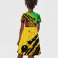 Sundiata Keita Kid Short Sleeve Dress with Regal Portrait, Lion of Mali Title and Bold Tribal Brushstroke Pattern - African Pride