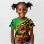 Sundiata Keita Kid T shirt with Regal Portrait, Lion of Mali Title and Bold Tribal Brushstroke Pattern - African Pride