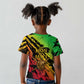 Sundiata Keita Kid T shirt with Regal Portrait, Lion of Mali Title and Bold Tribal Brushstroke Pattern - African Pride