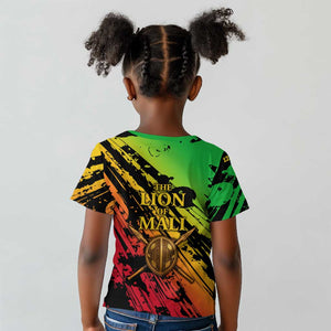 Sundiata Keita Kid T shirt with Regal Portrait, Lion of Mali Title and Bold Tribal Brushstroke Pattern - African Pride