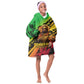 Sundiata Keita Kid Wearable Blanket Hoodie with Regal Portrait, Lion of Mali Title and Bold Tribal Brushstroke Pattern - African Pride