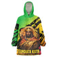 Sundiata Keita Kid Wearable Blanket Hoodie with Regal Portrait, Lion of Mali Title and Bold Tribal Brushstroke Pattern - African Pride