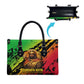 Sundiata Keita Leather Bag with Regal Portrait, Lion of Mali Title and Bold Tribal Brushstroke Pattern - African Pride