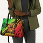 Sundiata Keita Leather Bag with Regal Portrait, Lion of Mali Title and Bold Tribal Brushstroke Pattern - African Pride