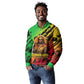 Sundiata Keita Long Sleeve Polo Shirt with Regal Portrait, Lion of Mali Title and Bold Tribal Brushstroke Pattern - African Pride