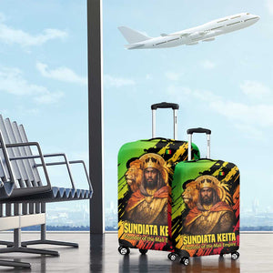 Sundiata Keita Luggage Cover with Regal Portrait, Lion of Mali Title and Bold Tribal Brushstroke Pattern - African Pride
