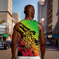 Sundiata Keita Men Tank Top with Regal Portrait, Lion of Mali Title and Bold Tribal Brushstroke Pattern - African Pride
