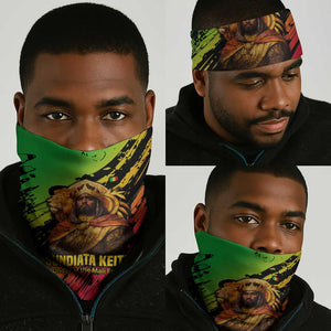 Sundiata Keita Neck Gaiter with Regal Portrait, Lion of Mali Title and Bold Tribal Brushstroke Pattern - African Pride