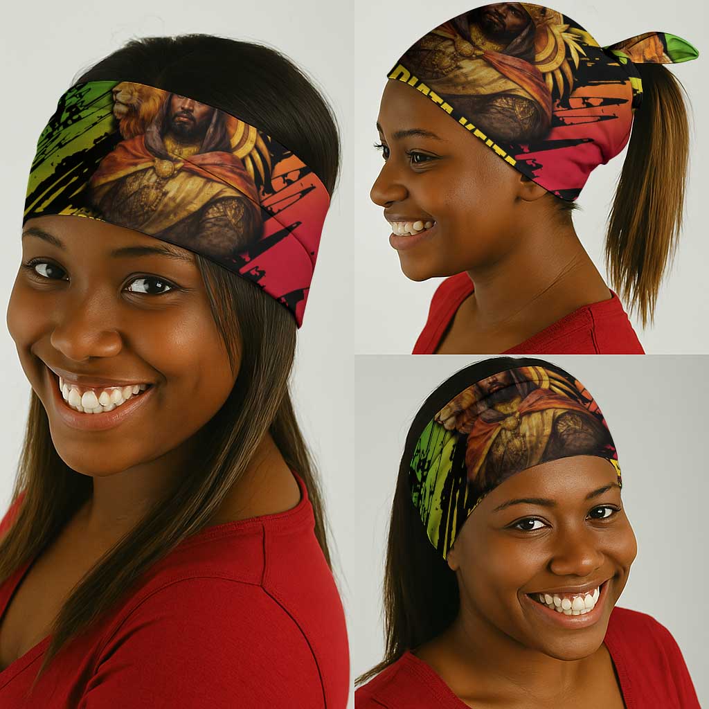 Sundiata Keita Neck Gaiter with Regal Portrait, Lion of Mali Title and Bold Tribal Brushstroke Pattern - African Pride