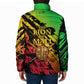 Sundiata Keita Padded Jacket with Regal Portrait, Lion of Mali Title and Bold Tribal Brushstroke Pattern - African Pride