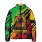 Sundiata Keita Padded Jacket with Regal Portrait, Lion of Mali Title and Bold Tribal Brushstroke Pattern - African Pride
