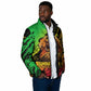 Sundiata Keita Padded Jacket with Regal Portrait, Lion of Mali Title and Bold Tribal Brushstroke Pattern - African Pride
