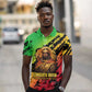 Sundiata Keita Polo Shirt with Regal Portrait, Lion of Mali Title and Bold Tribal Brushstroke Pattern - African Pride