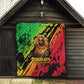 Sundiata Keita Quilt with Regal Portrait, Lion of Mali Title and Bold Tribal Brushstroke Pattern - African Pride
