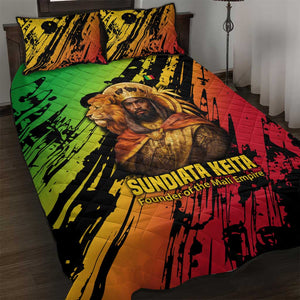 Sundiata Keita Quilt Bed Set with Regal Portrait, Lion of Mali Title and Bold Tribal Brushstroke Pattern - African Pride