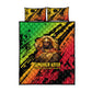 Sundiata Keita Quilt Bed Set with Regal Portrait, Lion of Mali Title and Bold Tribal Brushstroke Pattern - African Pride