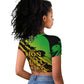 Sundiata Keita Raglan Cropped T shirt with Regal Portrait, Lion of Mali Title and Bold Tribal Brushstroke Pattern - African Pride