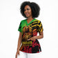 Sundiata Keita Scrub Top with Regal Portrait, Lion of Mali Title and Bold Tribal Brushstroke Pattern - African Pride