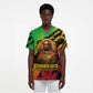Sundiata Keita Scrub Top with Regal Portrait, Lion of Mali Title and Bold Tribal Brushstroke Pattern - African Pride