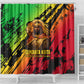 Sundiata Keita Shower Curtain with Regal Portrait, Lion of Mali Title and Bold Tribal Brushstroke Pattern - African Pride